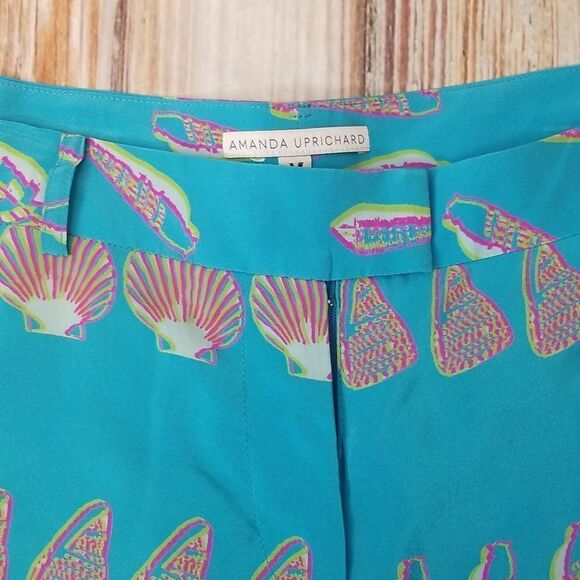 amanda Uprichard Brooklyn aqua shell print Shorts sz medium - Picture 4 of 14